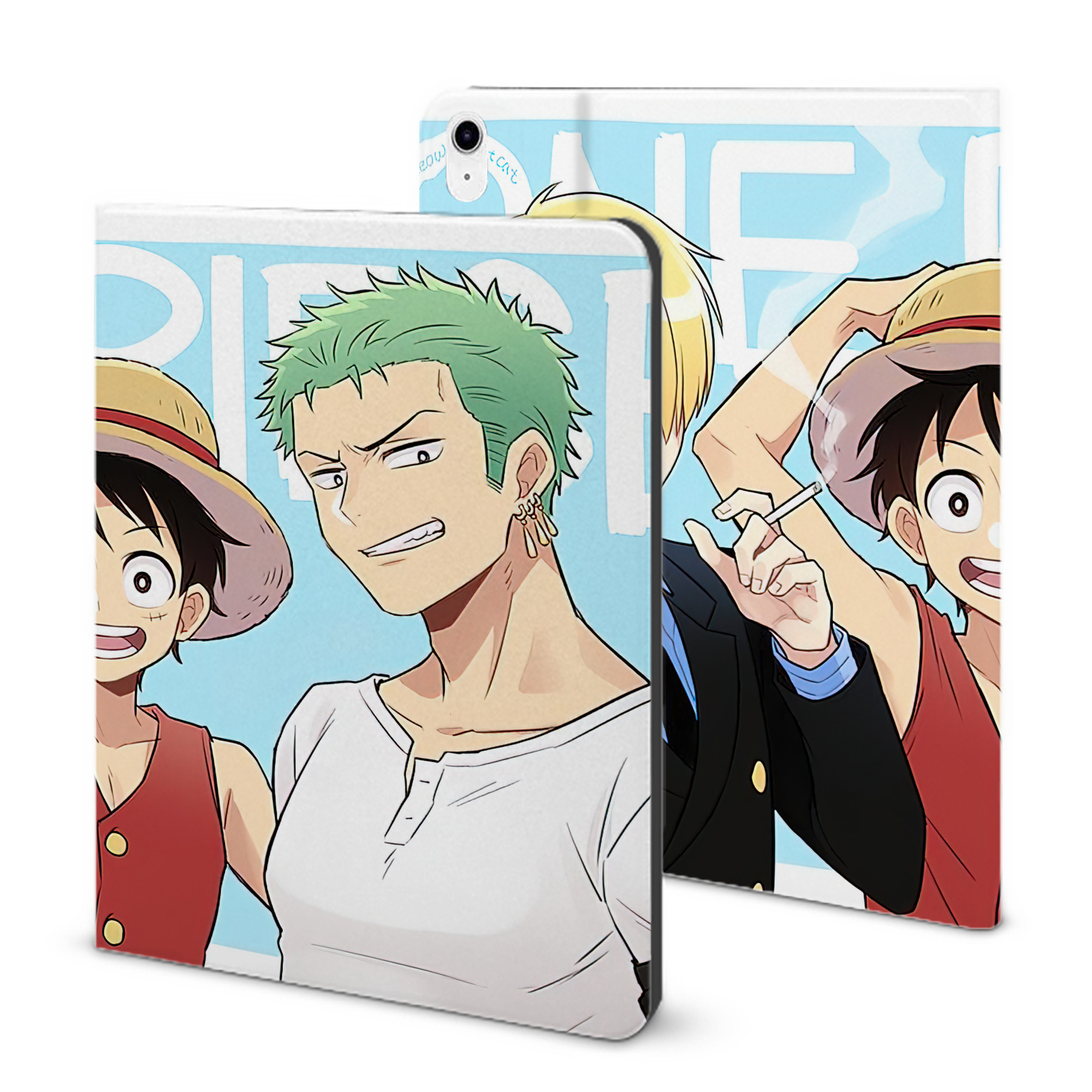 （画像用） ワンピース ONE PIECE IPad ケース ブック型 PUレザー TPU 耐衝撃 軽量 薄型 ペン収納なし 全面保護 IPad 各モデル対応